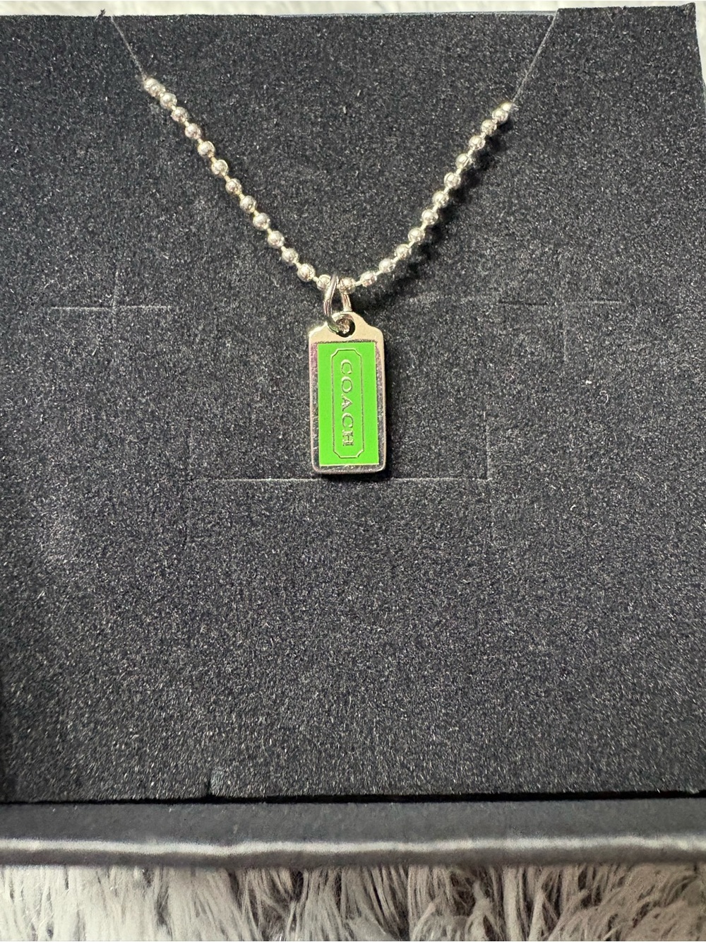 COACH Green Hang Tag Pendant Necklace